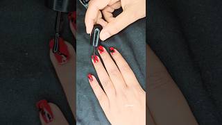 pretty black red nailart #simplenails #naildesign #notoolnailart #nailtutorial #shortvideo #shorts