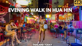 [4K] Walk around evening Hua Hin, Thailand today. Royal resort 2024