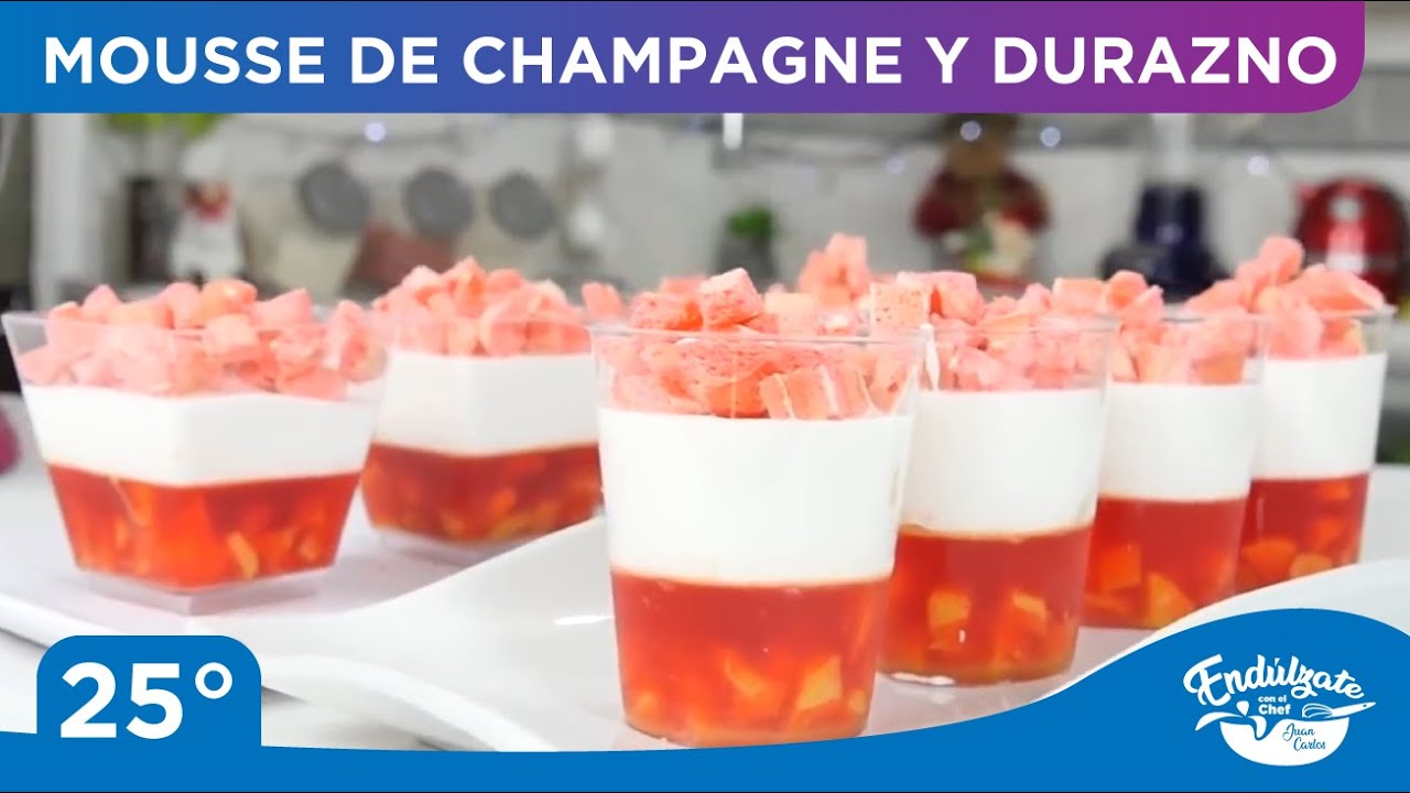 POSTRE DE VASO | MOUSSE DE CHAMPAGNE Y DURAZNO 🍑 | Endúlzate