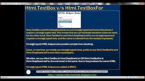 Part 36   Difference between Html TextBox and Html TextBoxFor
