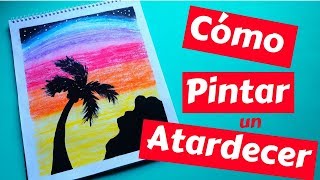 Como Pintar Un Atardecer | Con Crayones Pastel | FACIL | Principiantes