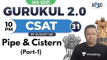 UPSC CSE PRELIMS 2021 | Gurukul 2.0 | CSAT by Surojit Sir | Pipe & Cistern | Part 1 #IAS2021