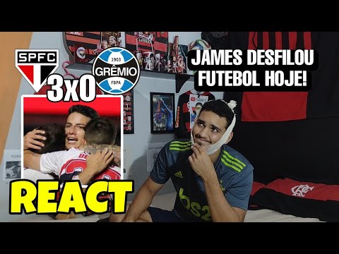 REACT SÃO PAULO 3 X 0 GRÊMIO MELHORES MOMENTOS BRASILEIRÃO 2023 JAMES RODRIGUEZ DEU AULA!