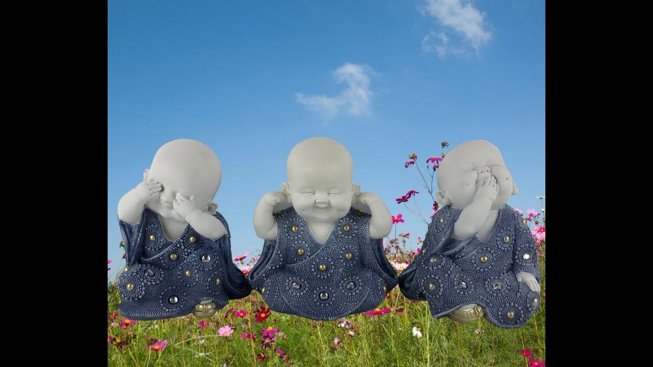 New Three Wise Blue and White Monk Buddha Statue Figurine Set Home Decor