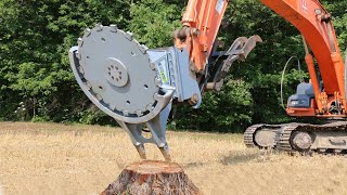 Dangerous Powerful Stump Removal Excavator in Action  Fastest Stump Grinding and Shredder Machines