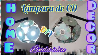 DIY como hacer una lámpara con CD. (recycling and fan stick) #homedecor #reciclaje #reciclando