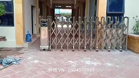 Cổng xếp inox tự động Vhb - Cổng xếp tự động chạy điện
