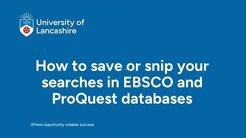 How to save or snip your searches in EBSCO and ProQuest databases