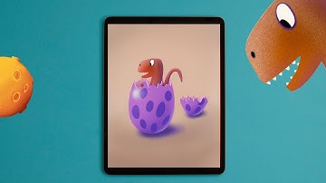 Dino in an Egg  Illustration - Drawing on iPad Pro in Procreate 5x