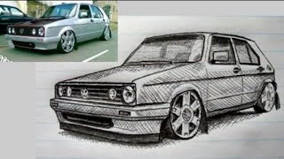 Here's how to draw Stanced Volkswagen Golf Velocity mk1 (step by step tutorial)