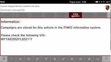 Macan Control unit Automatic Coding by Porsche Piwis Tester II