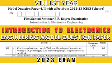 MODEL QUESTION PAPER OF INTRODUCTION TO ELECTRONICS ENGINEERING 1ST YEAR VTU EXAM #electronics #vtu