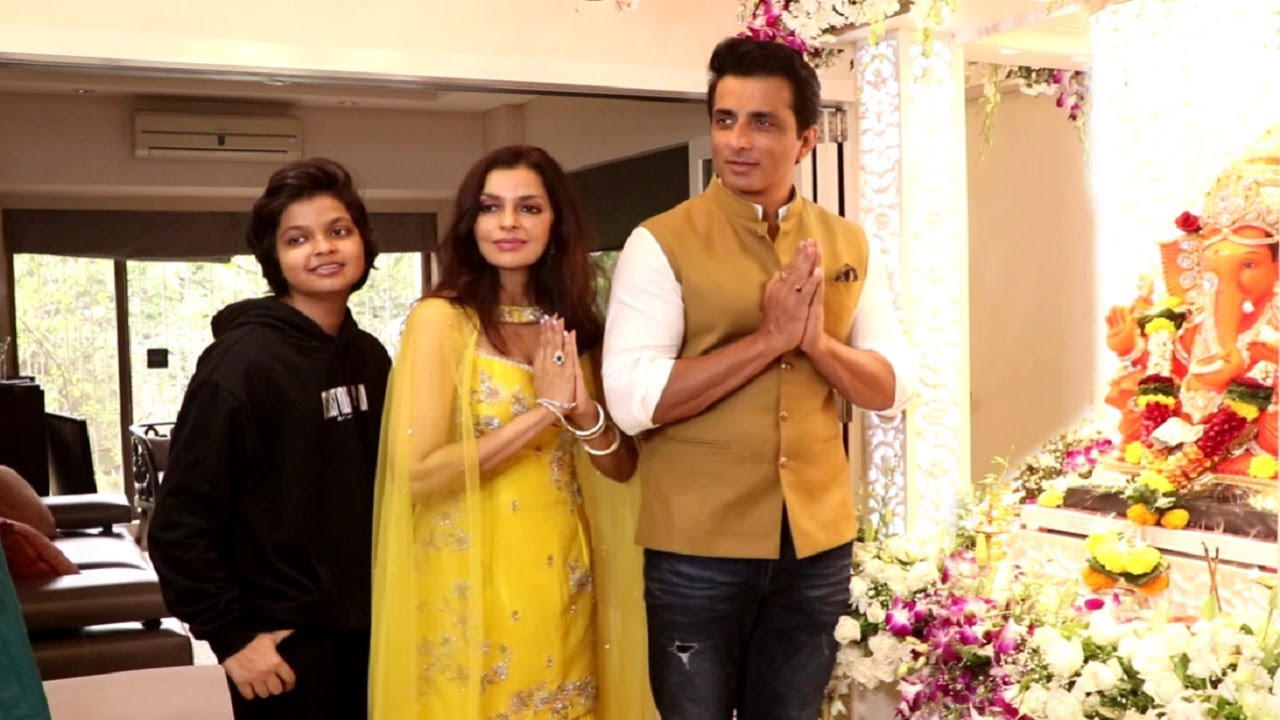 INSIDE Sonu Sood House With His Wife Sonali Sood And Son Ayaan For Ganesh Puja 2021