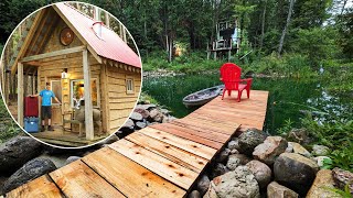 Living Off Grid - My First Full Week - Building Pond Dock, Fish Catch, Cabin Projects