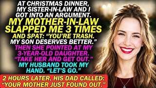 My Mother-in-Law Slapped Me THREE TIMES at Christmas After an Argument With My SIL — 2 Hours Later, 