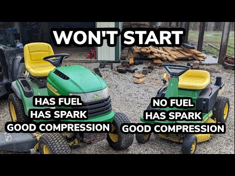Selling two John Deere lawn mowers – cranks but won’t start – series
