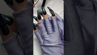 Coffin nails with cat eye shimmer