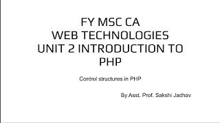 Web Technologies Control structure in PHP
