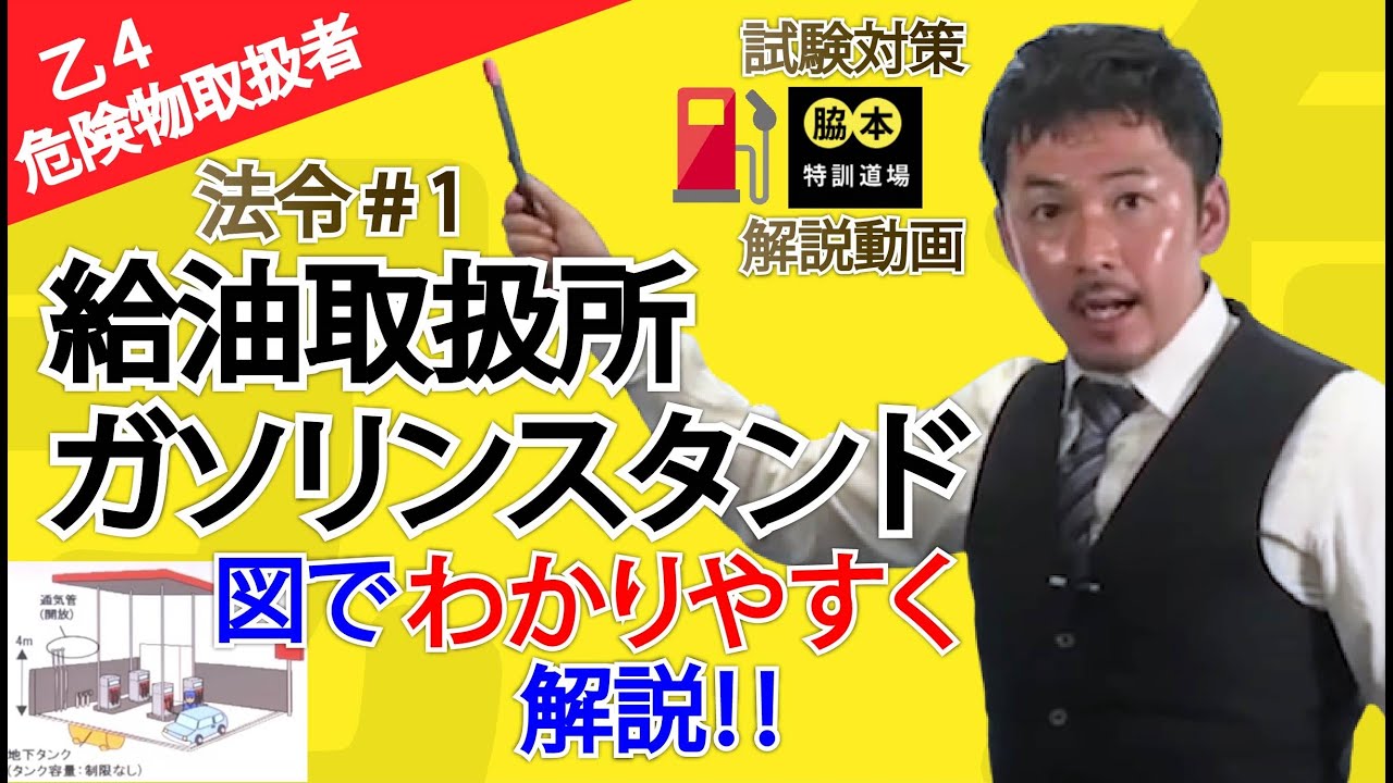 【法令#1】給油取扱所（ガソリンスタンド）危険物取扱者(乙4)　解説動画　試験対策５分講座　脇本特訓道場