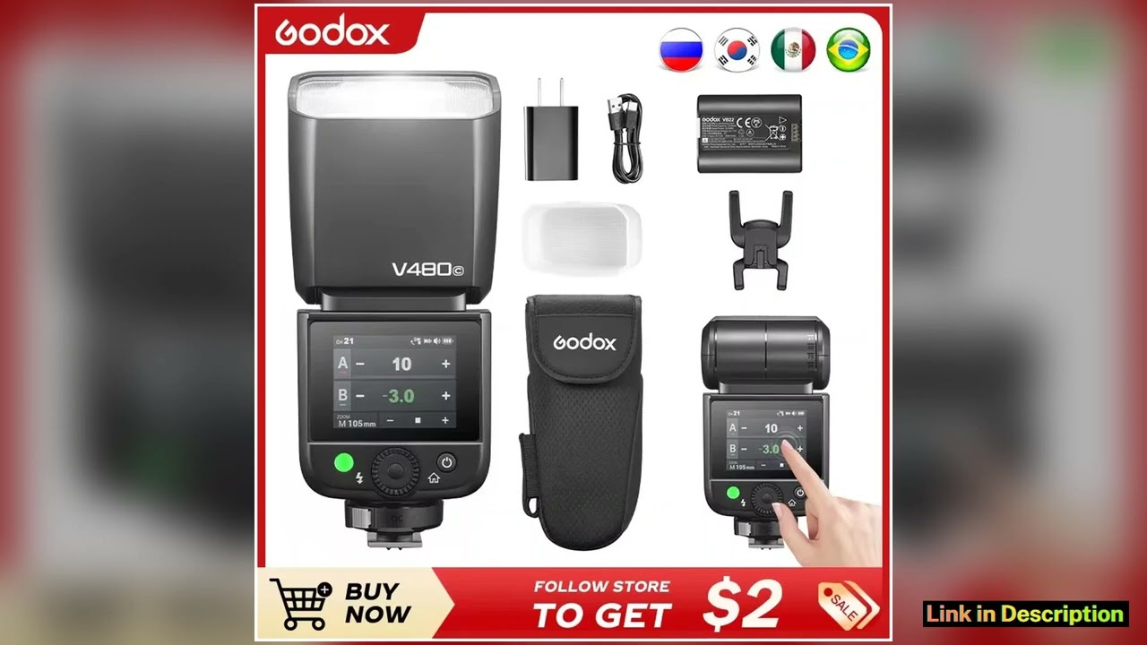 New Godox V480 TTL Speedlite Flash Light for Sony Canon for Nikon Fujifilm Olympus pk V860III