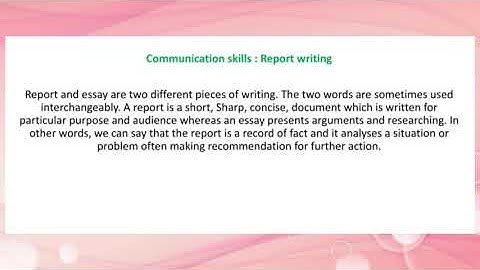 Communication skills: Report writing