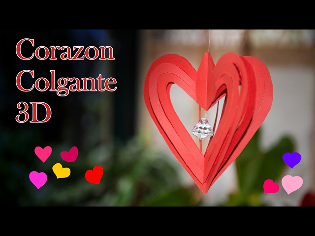 Anuncio ajuste Poner Decoracion Papel Corazon Colgante 3D - YouTube