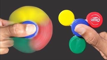 How To Make A Fidget Spinner Out Of Bottle Caps. WITHOUT BEARINGS. #experiment #viralvideo #spinner
