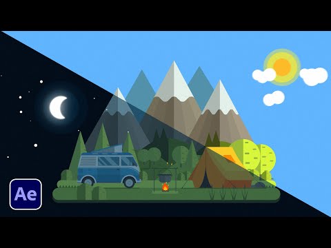 Day To Night Cycle 2D Animation in After Effects | Tutorial