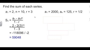 Algebra 2 10-3 Geometric Sequences and Series
