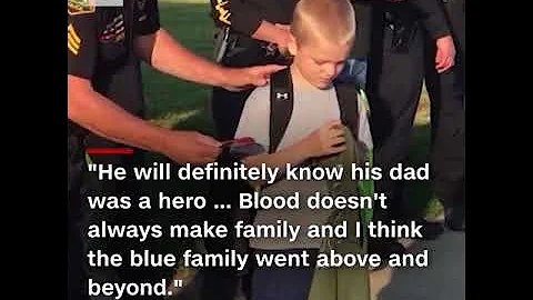 CNN News  - 70 cops escorted a 5-year-old to school after his dad died in the line of duty