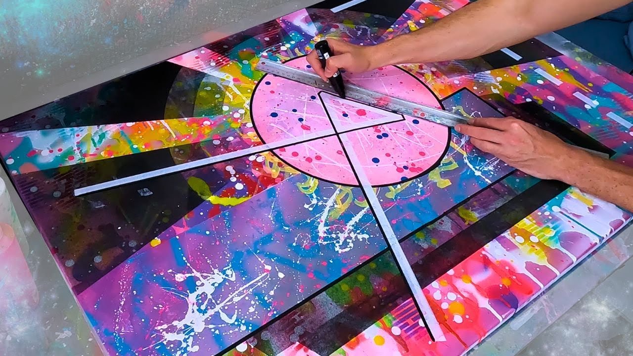 Abstract Art with Masking Tape + Spray Paint (4k)