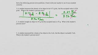 Rounding Percent Error Calculations