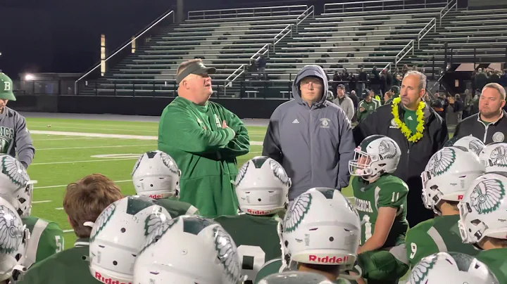 Billerica football coach Duane Sigsbury addresses his team after reaching 2021 D3 Final Four