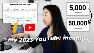 How much Youtube paid me in 2023 after blowing up (5k50k subs) + my other new YT income streams!