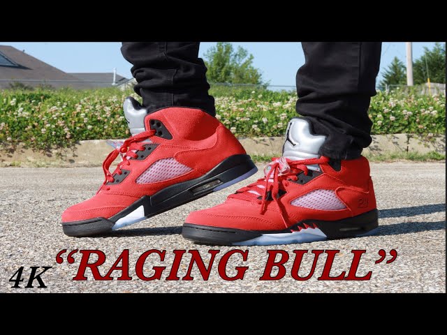 Jordan 5 Raging Bull on Foot 4K 