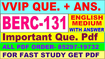 BERC 131 important questions with answer in English | berc 131 Previous Year Question Paper