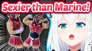 Fubuki Reacts To Lvl 999 Buff Chad Marine Cosplay Eng Sub Hololive