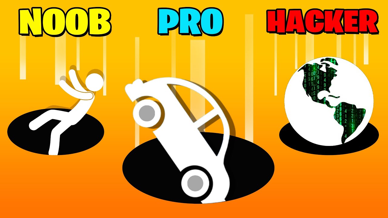 Hole.io NOOB vs PRO vs HACKER | MAX SIZE HOLE