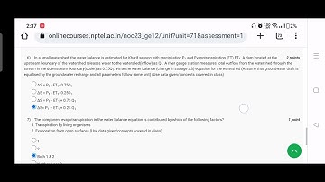 Rural Water Resources Management | Assignment -7| Week -7 | NPTEL