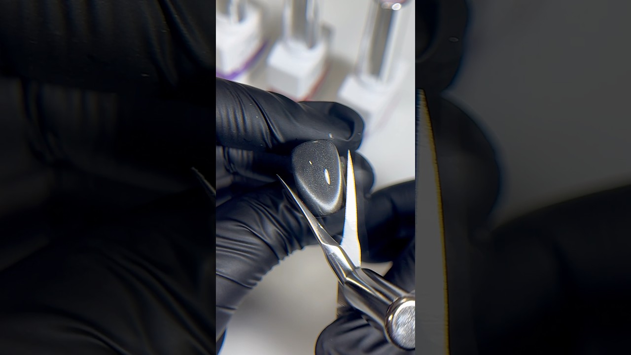 Simple cat eye French using scissors and a magnet! 