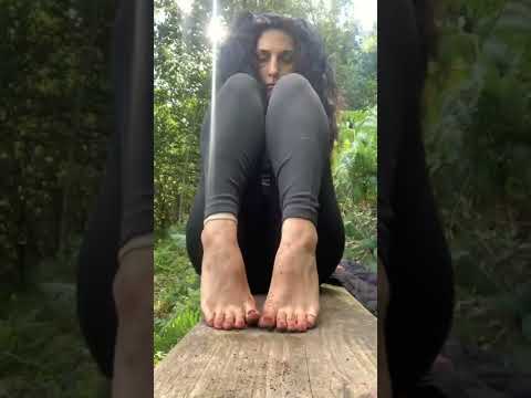Earthing dirty soles and toes playing with sun rays nature bench