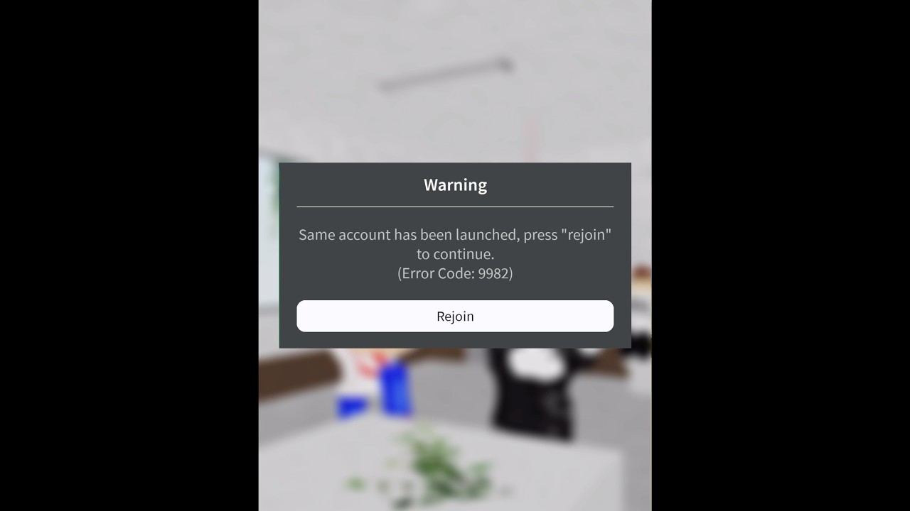 getting error code 9982 on roblox 