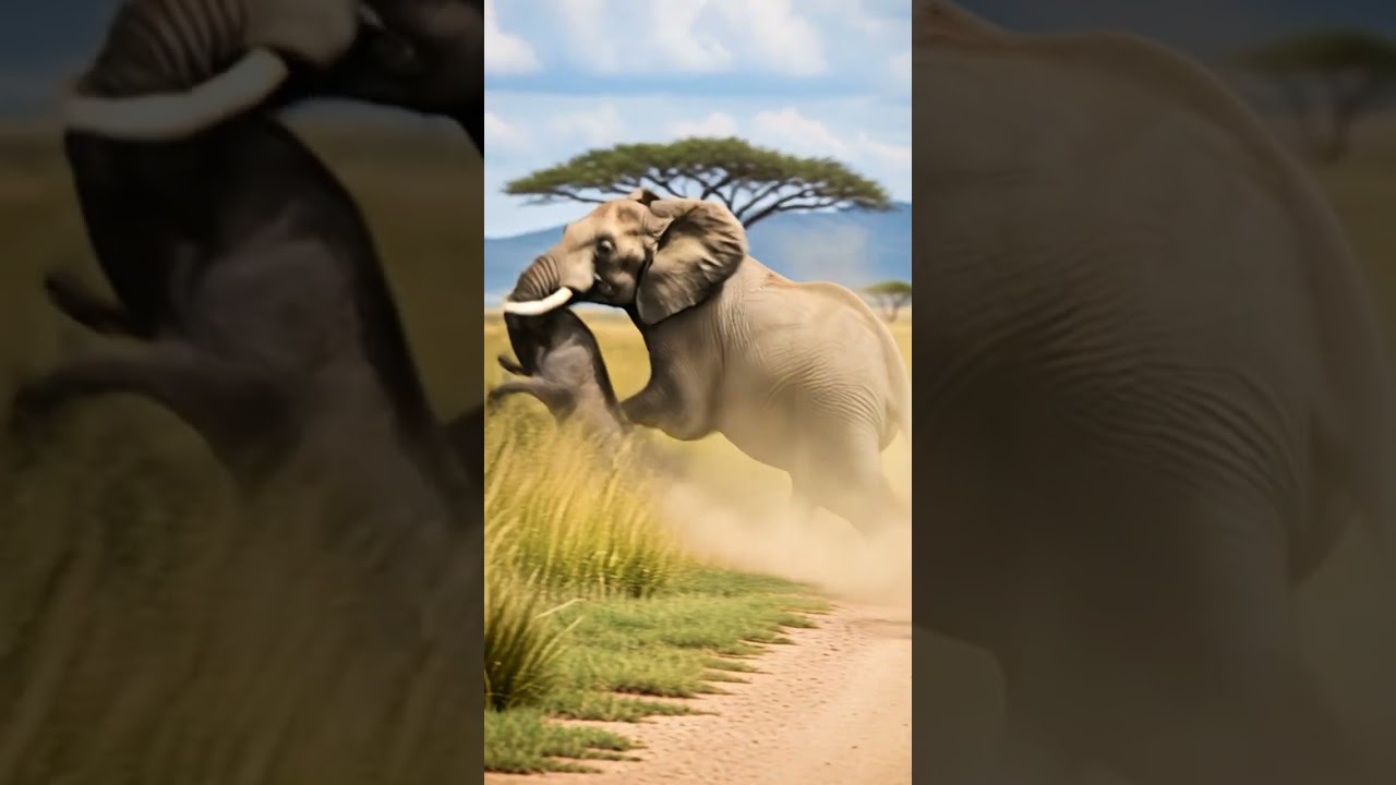 Can this elephant save its calf from the raging river flood 