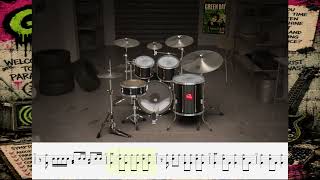 Green Day Basket Case - Only Drum with sheet music how to play Tutorial  #drumtrack #tutorial