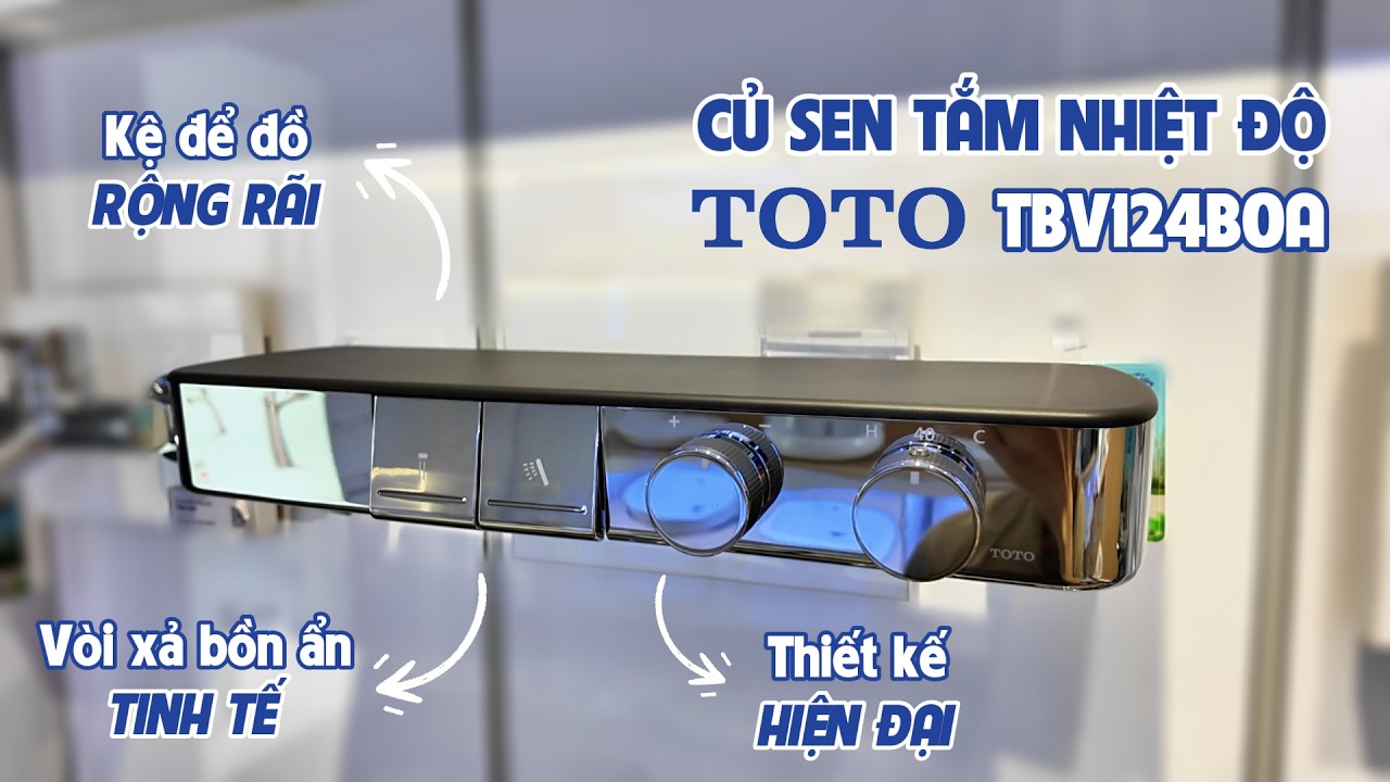 Củ sen tắm nhiệt độ TOTO TBV124B0A kèm kệ để đồ và vòi xả bồn