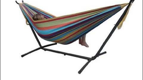 Vivere UHSDO9 Double Hammock with Space-Saving Steel Stand -