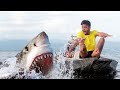 Shark attack man in sea fishing boat  fun made shark movie by wild fighter part 2