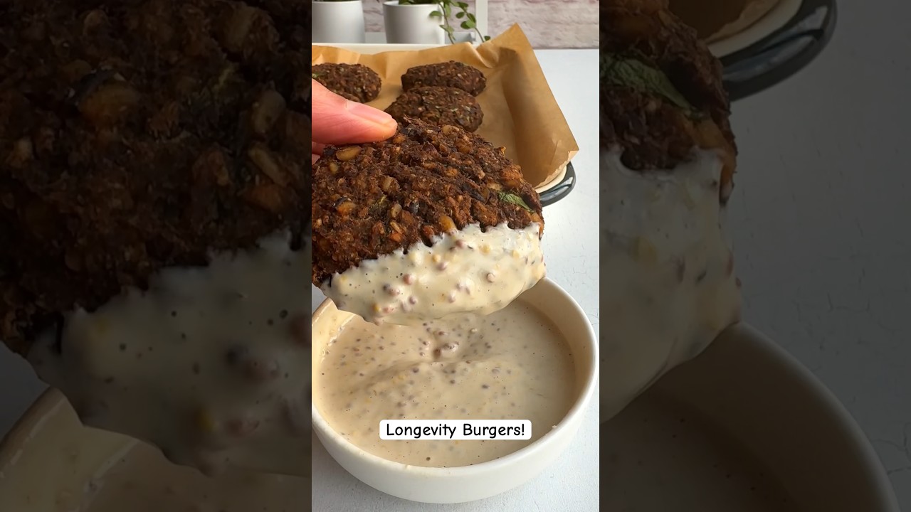 LIVE LONGER WITH THESE BURGERS! High-Protein Tempeh Mushroom Vegan Burgers- ERGOTHIONEINE, flaxseeds