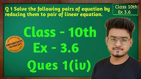 Ex  3.6, Q 1 (iv), Class 10, Maths (Pair of Linear Equations in Two Variables) NCERT CBSE