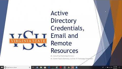 VSU Welcome Session 2020 Active Directory and Email